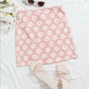 Shein Mini Floral Skirt in Pink